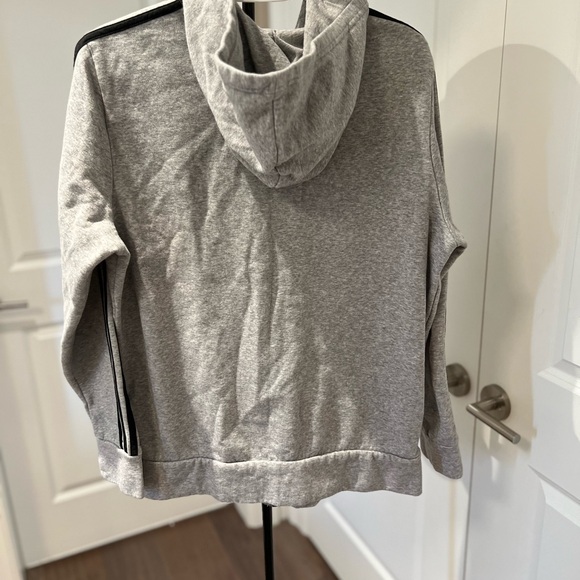Grey hoodie Adidas XL black strip up sleeves. Zip up. Lightweight. - Picture 4 of 5